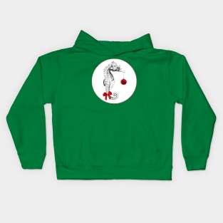 A festive seahorse with ornament Kids Hoodie